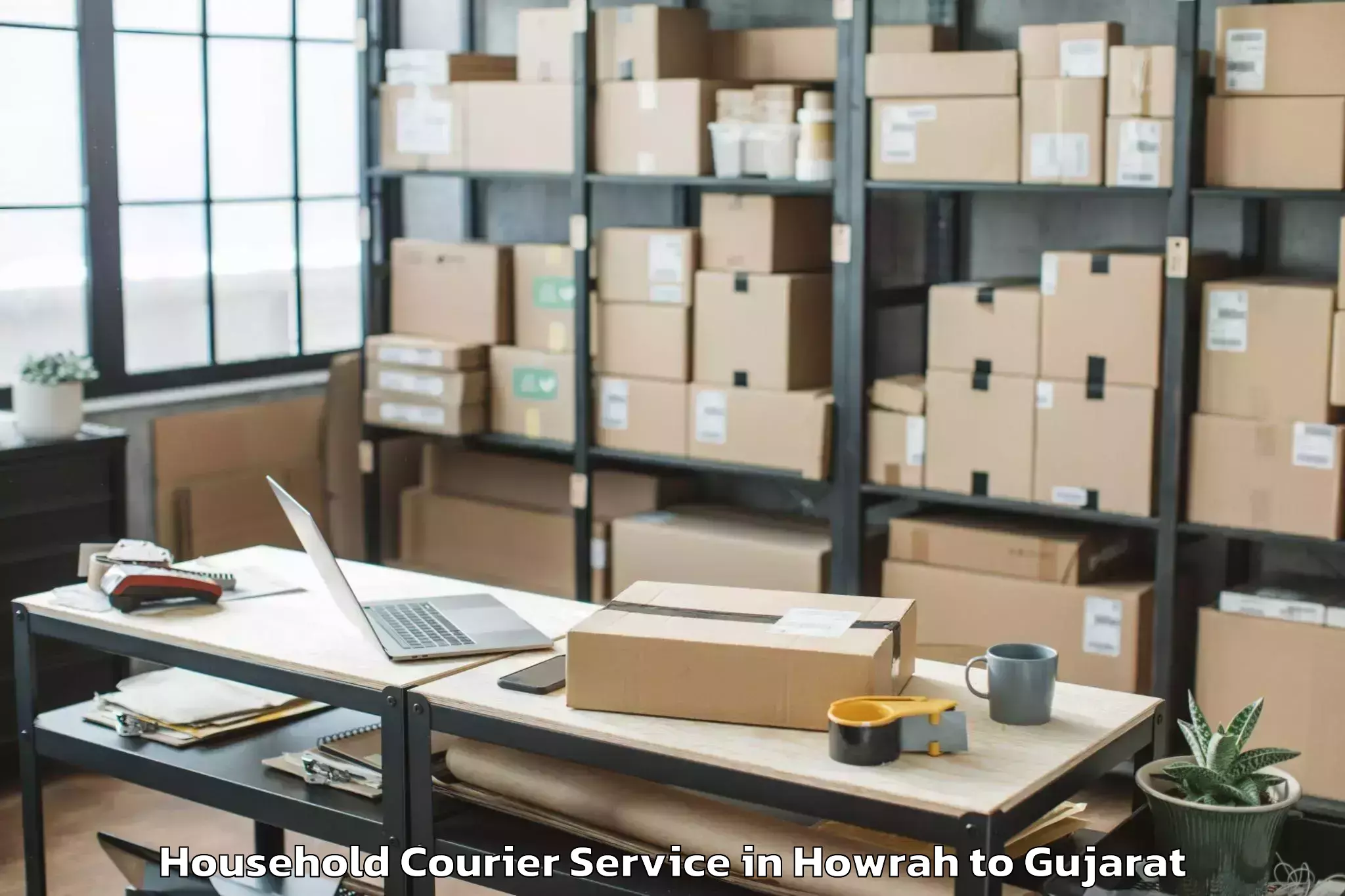 Reliable Howrah to Abrama Household Courier